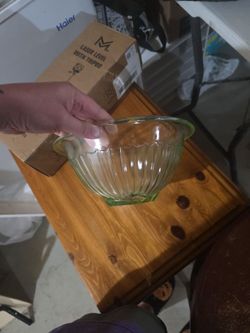 Green Depression Glass Mixing Bowl