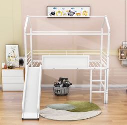 Kids bed frame with slide