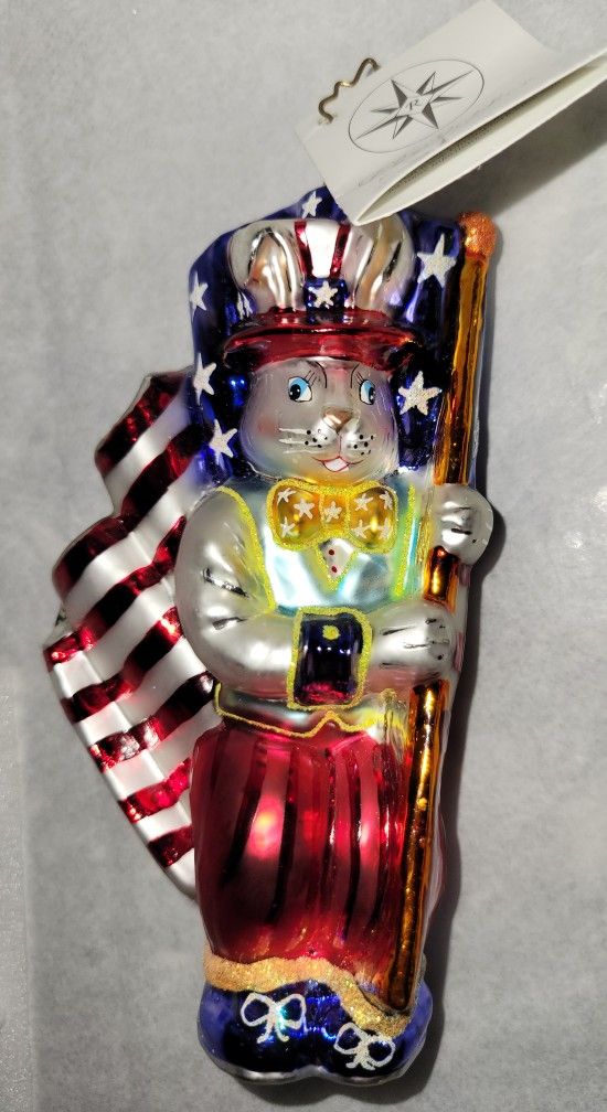Christopher Radko Billy Doodle Dandy Patriotic Flag Bunny Ornament