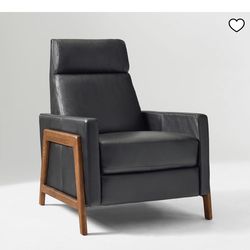West Elm Spencer Wood-Framed Leather Recliner