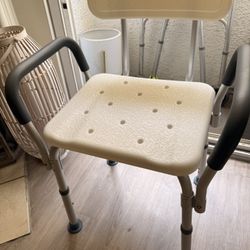  Adjustable Medical Shower Chair with Back & Padded Arms - Great Condition
