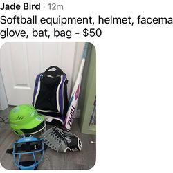 Softball equipment girls
