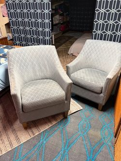 Set of 2 Accent Chairs Gray Nailhead Trim