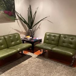 Eames/Miller Style Leather Olive green Set 