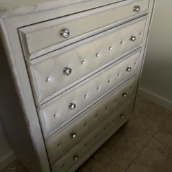 Ivory UPHOLSTERED 5 Drawer CHEST 💍 💎 Jewelry Drawer 😍😍