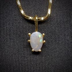 Elegant Floral Opal Necklace Handmade 1mm Diamond Cut Round Snake Chain