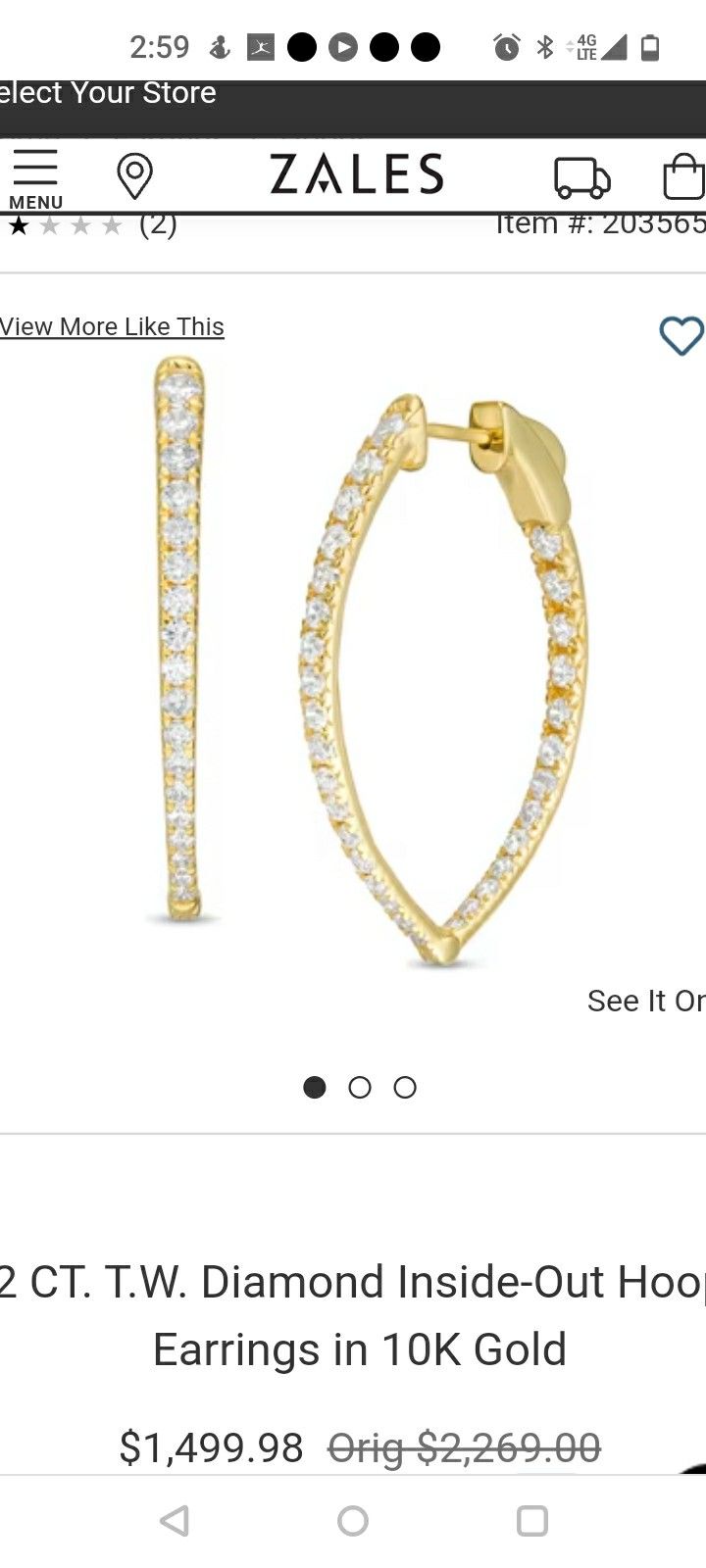 Gold &  Diamond Inside Out Hoop Earrings 