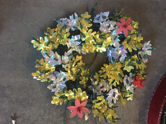 Lighted up Christmas wreath
