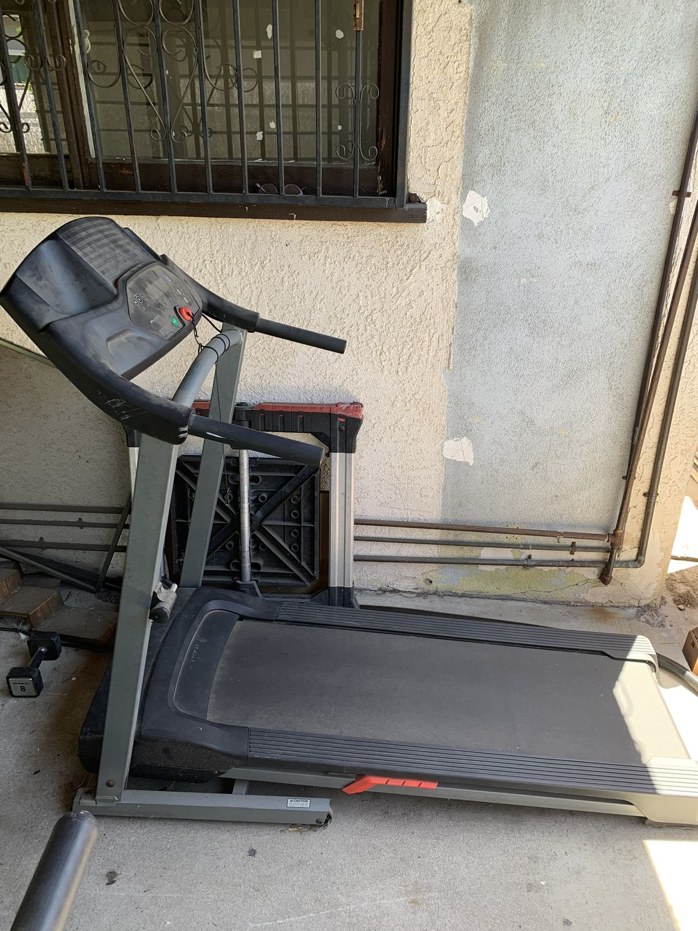 Gym Weight Set And Bench And Treadmill