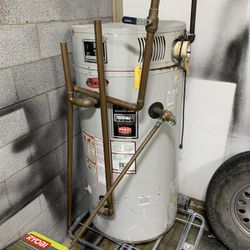 Hot Water Heater As Is And Copper Pipe.