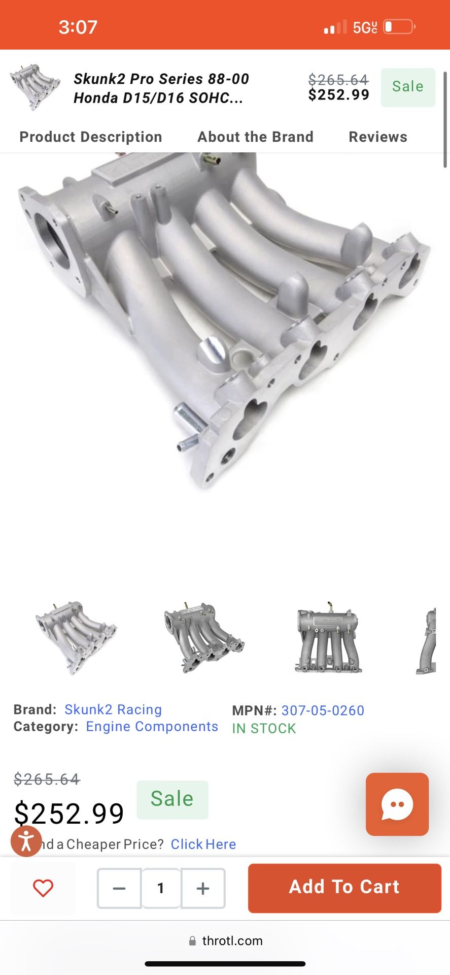 Slunk2 or Series D15/D16 Intake Manifold