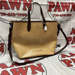 Dooney & Bourke Tan Woven Embossed Leather Shopper Tote 11055552