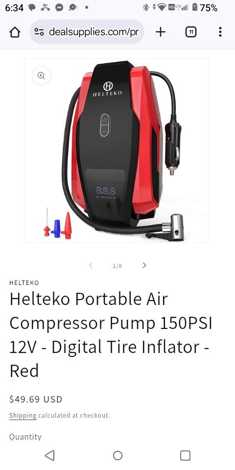 Helteko Portable Air Compressor Pump 150PSI 12V - Digital Tire Inflator 