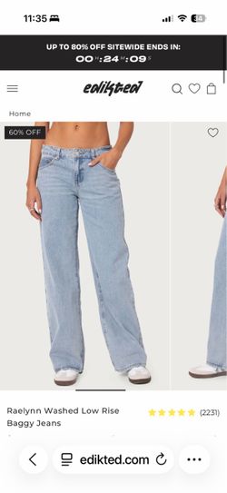 Edikted Raelynn Washed Low Rise Baggy Jeans