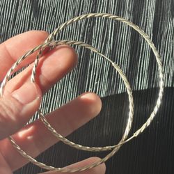 Braided Silver Hoop Earrings 