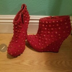 Red Sheik studded Booties..5 inch heel...Size 6 1/2 womens..Really cute!
