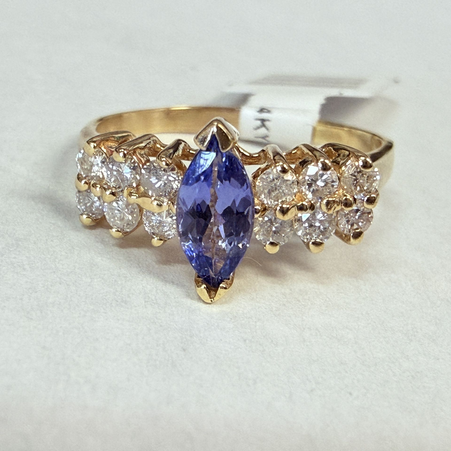14K Gold & Diamonds & Tanzanite Pyramid Ring