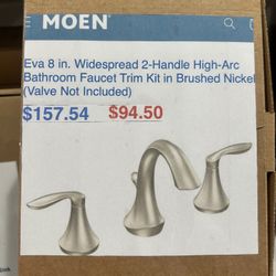 MOEN Eva 8 in. Widespread 2-Handle High-Arc Bathroom Faucet Trim Kit in Brushed Nicke (Valve Not Included)