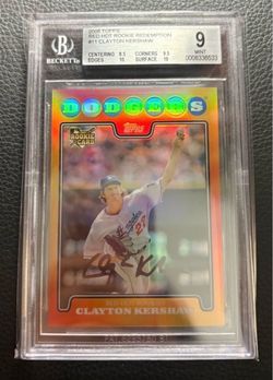 2008 Clayton Kershaw Topps Red Hot Rookie Chrome Refractor Redemption BGS 9.0 (High Sub-Grades) Rookie Card. VERY RARE. Los Angeles Dodgers. #3000K’s