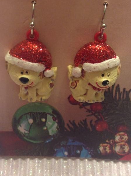 Christmas dog earrings
