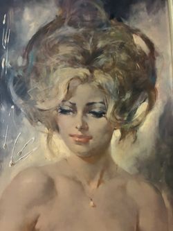 Beautiful Blonde Queen Acrylic Painting - Vintage - Antique