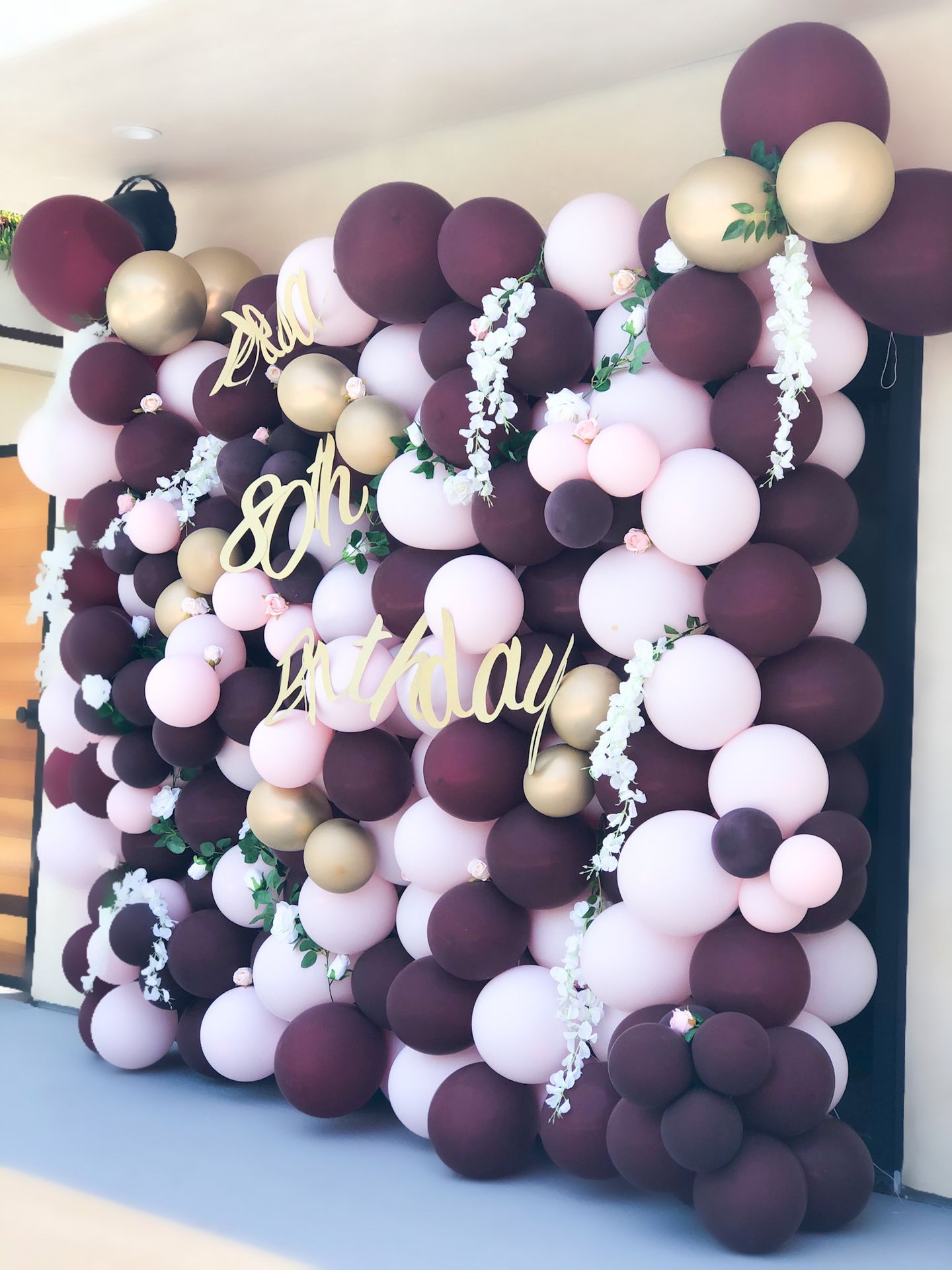 Balloon Wall with Flowers Party Decorations
