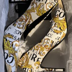 Versace White Scarlett Heels