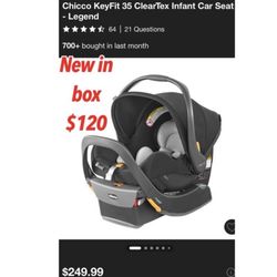 New in box  Chicco KeyFit 35 ClearTex 35 lbs Extended Use Infant Car Seat -  (Black), $120 firm cash only pick up East Palmdale address will be provid