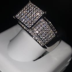 Size 7 Womens Moissanite Engagement Ring with Regal Square Face Cluster