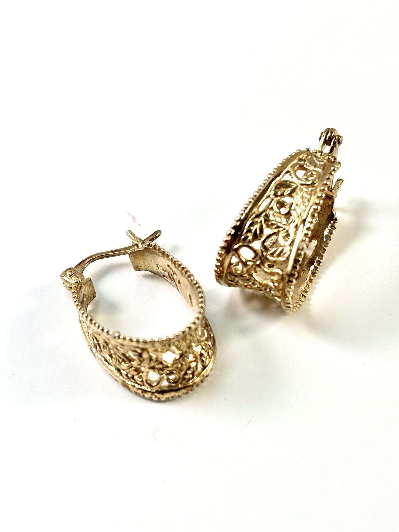 925 Silver Gold Vermeil Wide Filigree Hoop Earrings