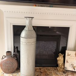 Like new 43" Rustic Farmhouse Style Galvanized Metal Floor Vase Decoration, Large