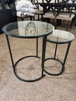 Nesting Glass Top Side Tables Set of 2