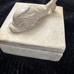 Vintage Mexican Pottery Stone Box With Whale 