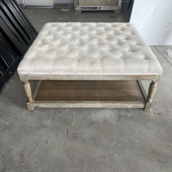 Large Tufted Ottoman  - Farmhouse Style