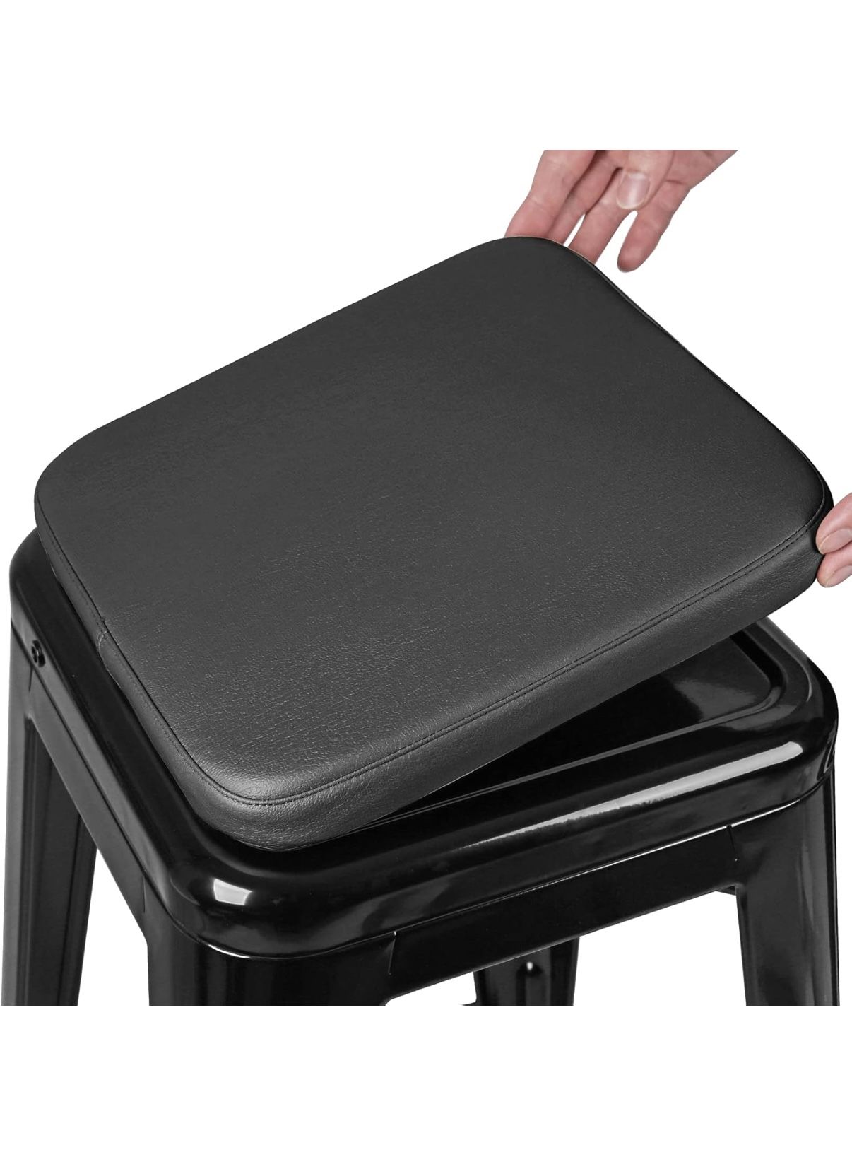8 Faux Leather Bar Stool Cushions - Black