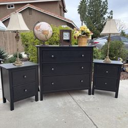 Black Solid Wood Hemnes Dresser Chest of Drawers and Nightstand Furniture Set Originally $740