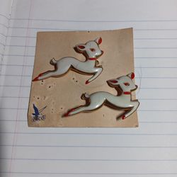 2 Vintage Reindeer Pins