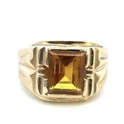 Men’s 10k Yellow Gold Citrine Solitaire Ring Size 9.5 GP3126270
