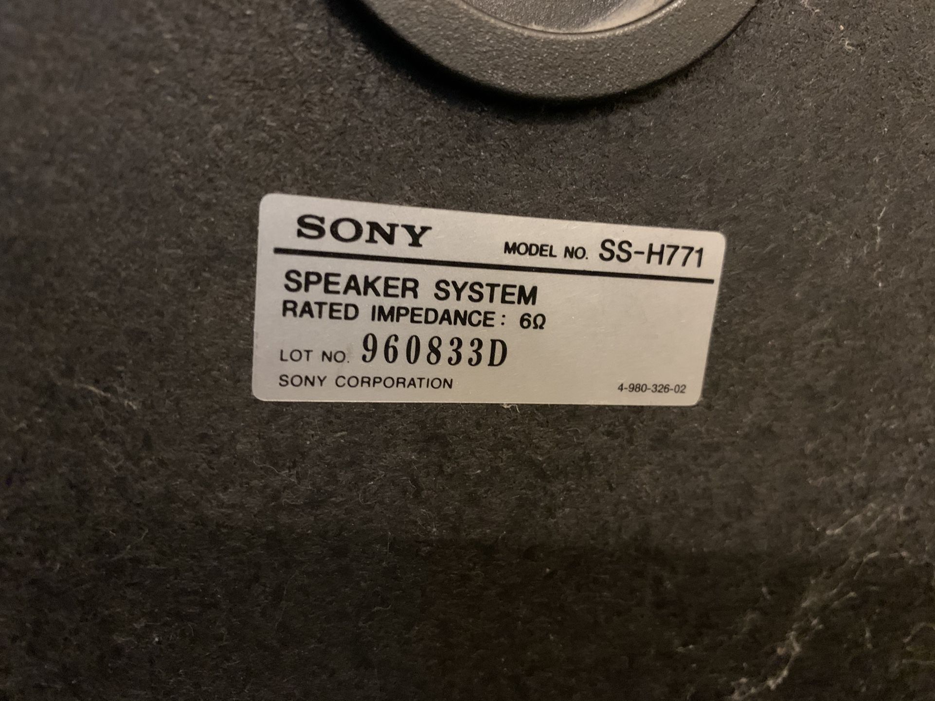 Sony SS-H771 3-Way Speakers- 6 Ohm 50 Watts