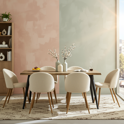 Homy Casa Lancelot 7PC Dining Set 63” Walnut Table with 6 Zomba Beige Upholstered Chairs