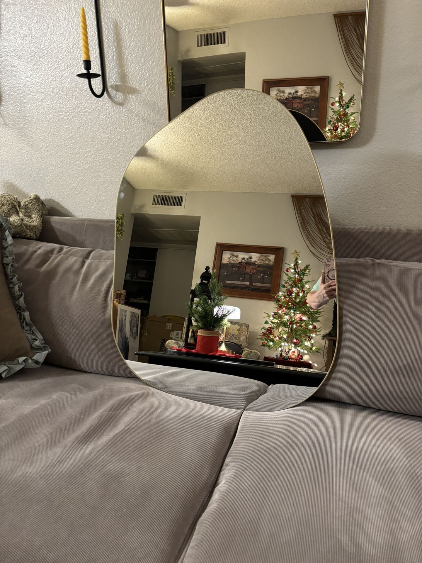PERFNIQUE Brand, Irregular Wall Mirror Asymmetrical Gold Frame