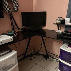 Black  Mr IRONSTONE L Shaped Gaming Desk