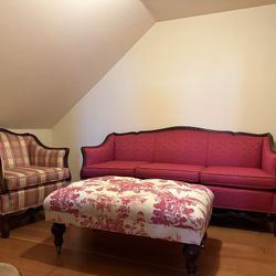Antique Sofa And Chair.  Ottoman Is New.