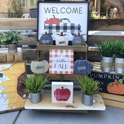 Farmhouse Fall Home Decor Tabletop Signs Greedy Pots And Pumpkin Decor Bundle Of 17