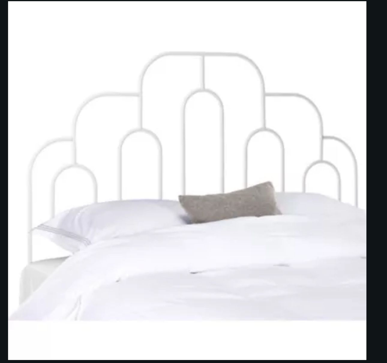 White Arched Metal Headboard Queen 