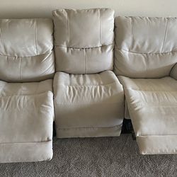 Brand New Like dual powered full reclining faux suede sofa