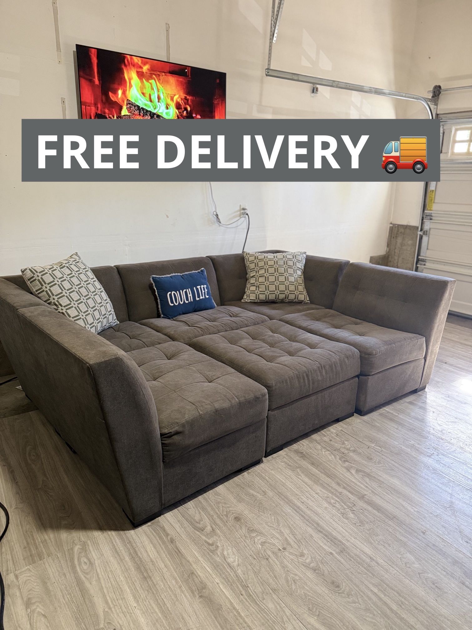 Gray Modular Sectional Couch 🛋️- FREE DELIVERY 🚚 