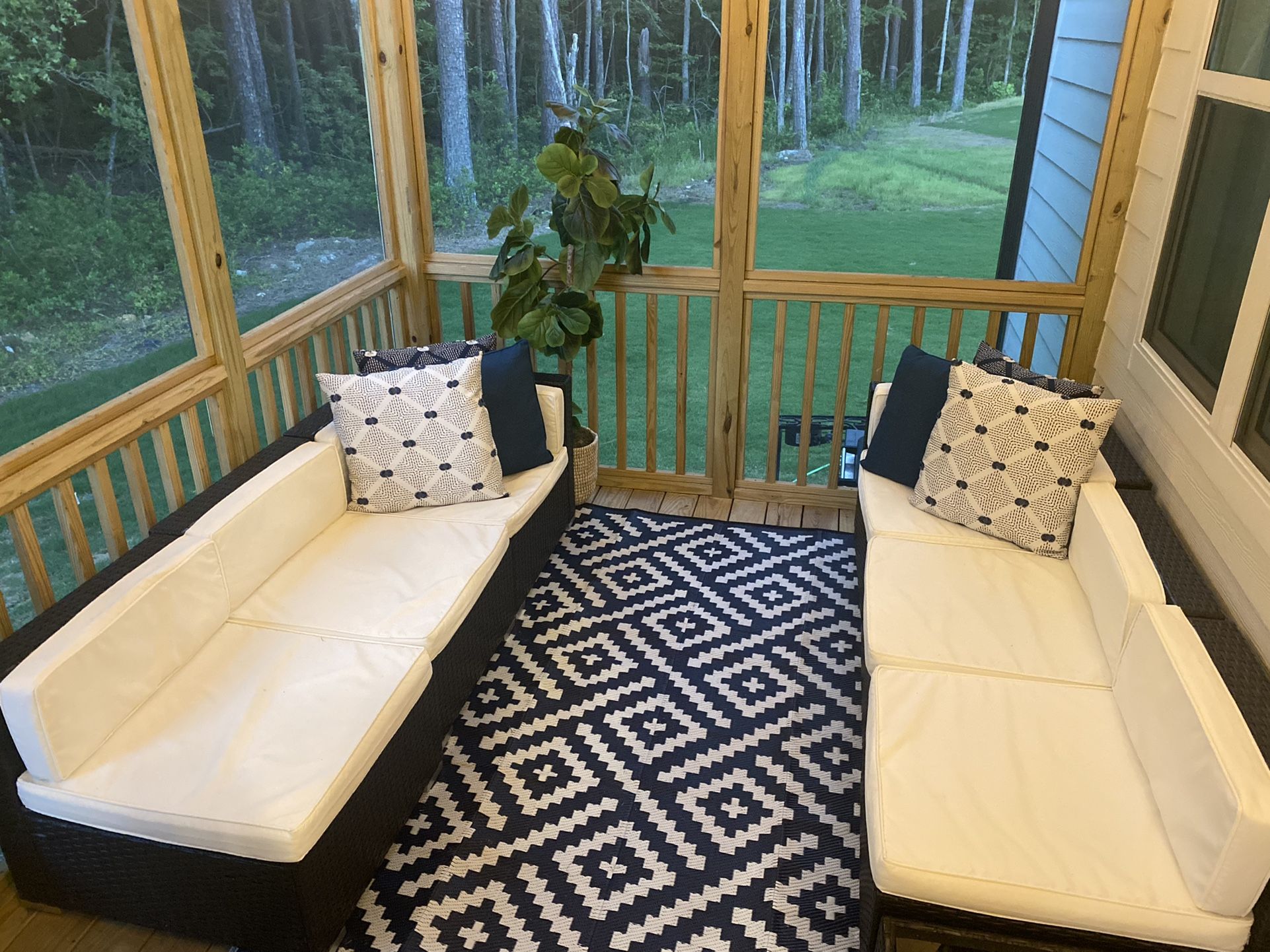 7 Piece Rattan Sectional Seating Group with Cushions