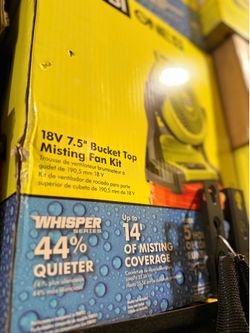 Ryobi 18 volt cordless 7.5” bucket top misting fan kit