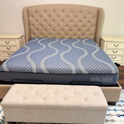 King Size Bed + Mattress With Tilting Frame And Massage + Storage.